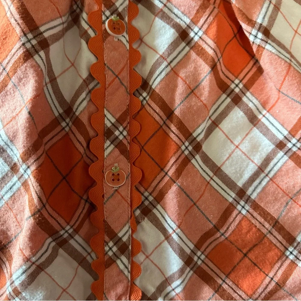 Gymboree fall pumpkin orange plaid dress girls 4T Thanksgiving
